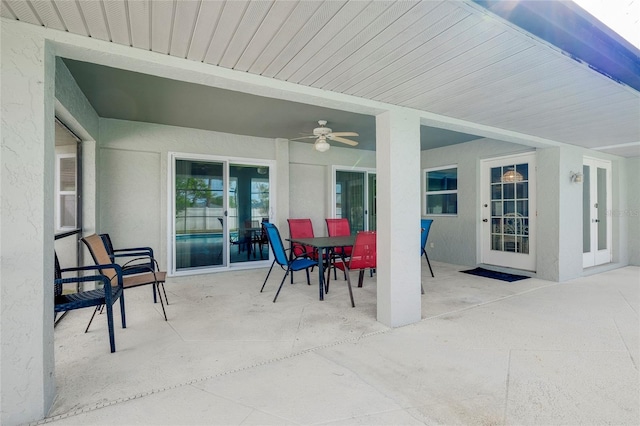 view of patio / terrace featuring ceiling fan