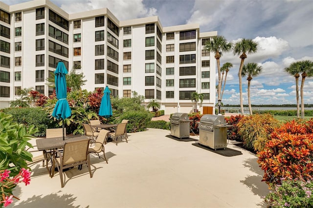 view of patio with a grill