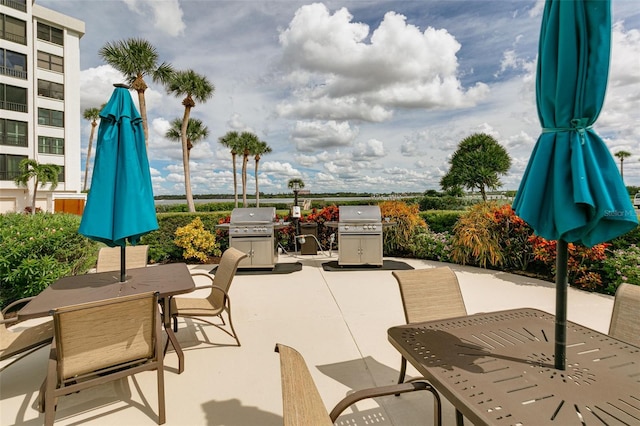 view of patio / terrace featuring a grill