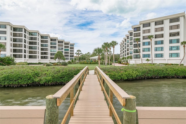 view of dock featuring a water view