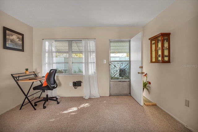 office featuring light colored carpet