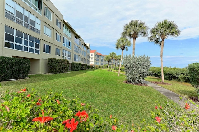 view of home's community with a yard