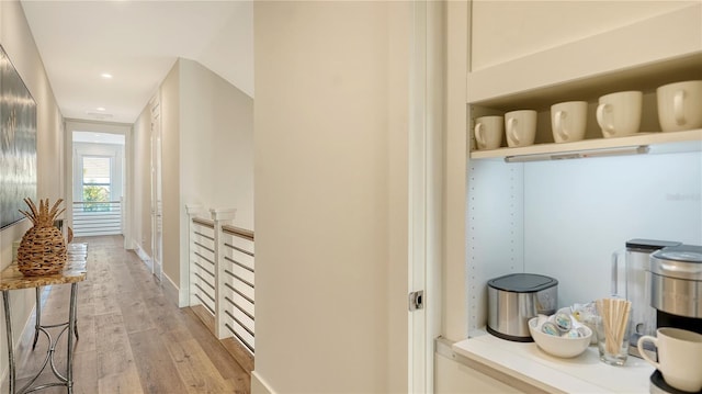 hall featuring light hardwood / wood-style flooring