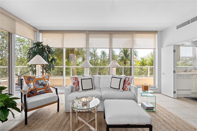 sunroom / solarium with sink