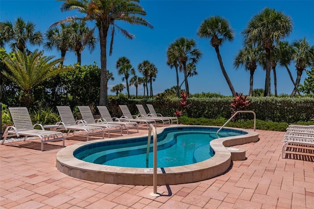 view of pool featuring a patio area