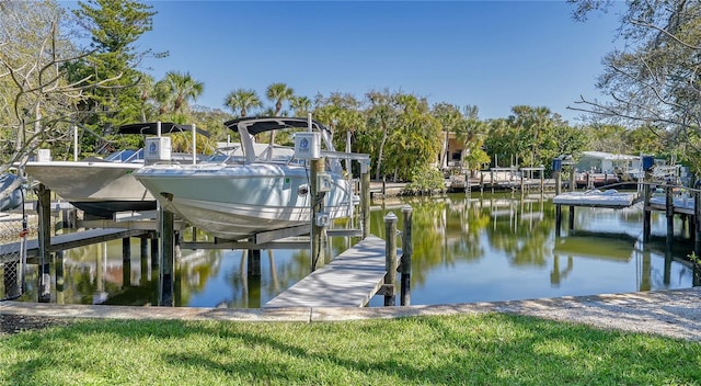 view of dock featuring a water view