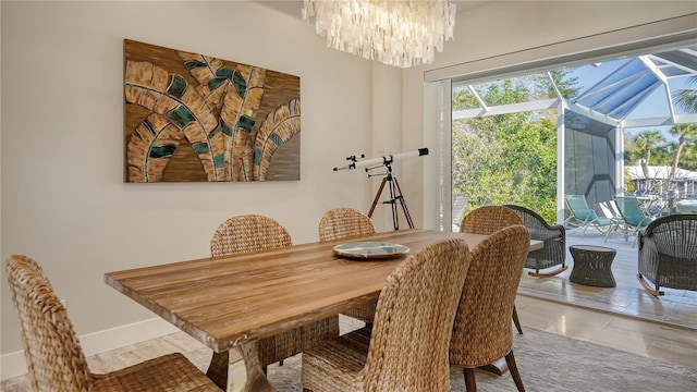 dining room featuring an inviting chandelier