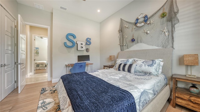 bedroom featuring light wood-type flooring