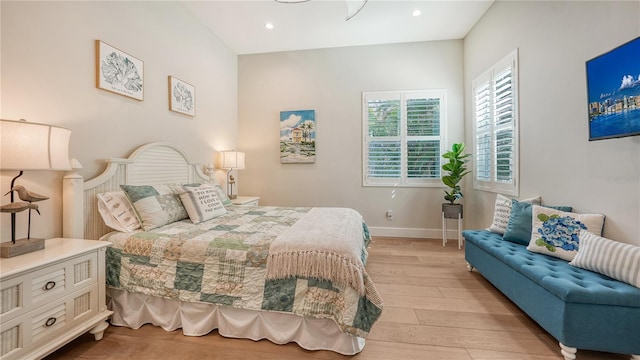 bedroom with light wood-type flooring