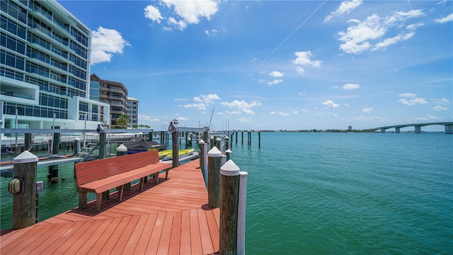 258 Golden Gate Pt Unit 801, Sarasota, FL 34236 - dock area with a water view