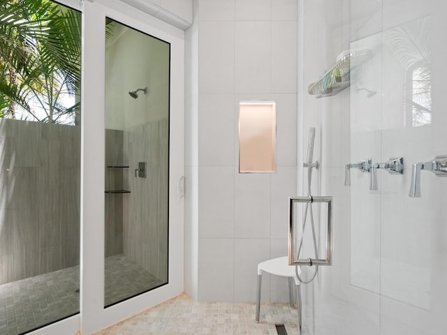 bathroom featuring walk in shower