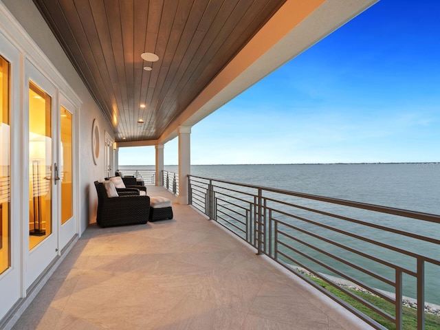 balcony with a water view