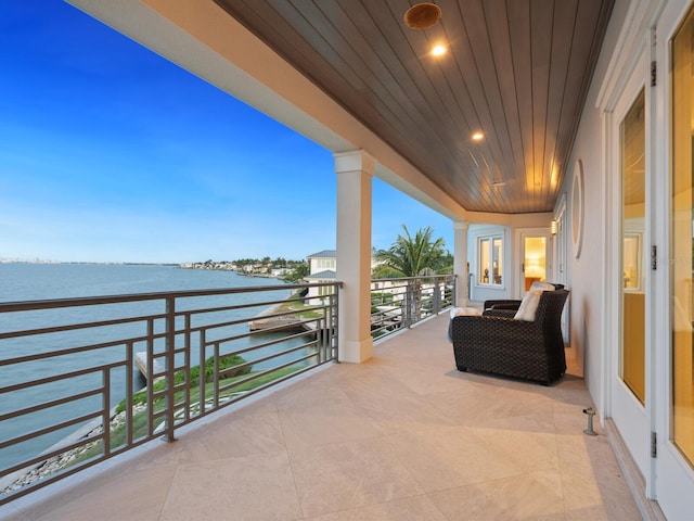 balcony with a water view