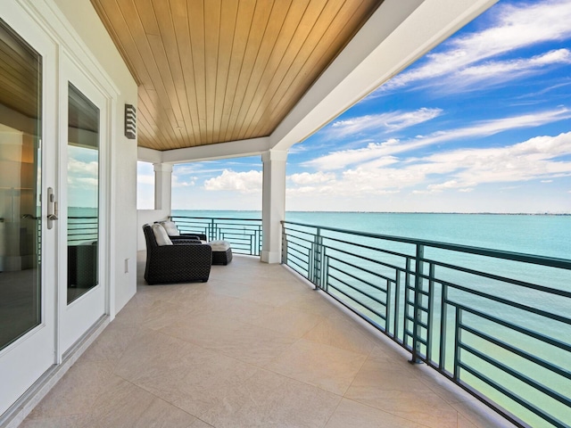 balcony with a water view