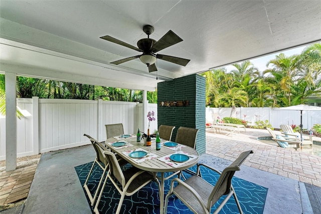 view of patio with ceiling fan