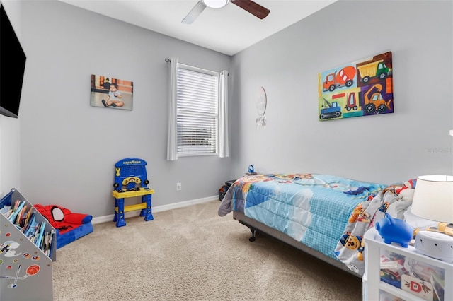 bedroom with carpet and ceiling fan