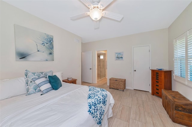 bedroom featuring ceiling fan