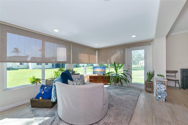 interior space featuring crown molding