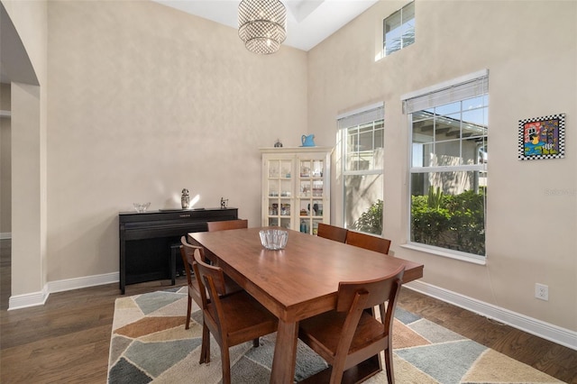 dining area featuring dark hardwood / wood-style flooring and plenty of natural light