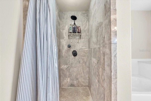 bathroom with plus walk in shower