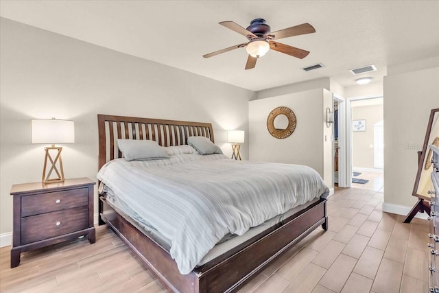 bedroom featuring ceiling fan