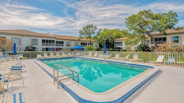 view of pool featuring a patio area