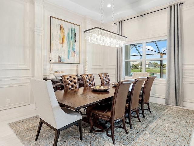 dining room featuring an inviting chandelier