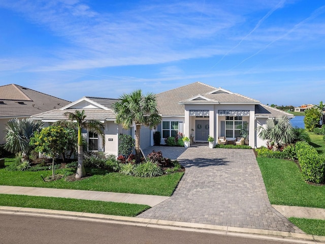 view of front of home with a front yard