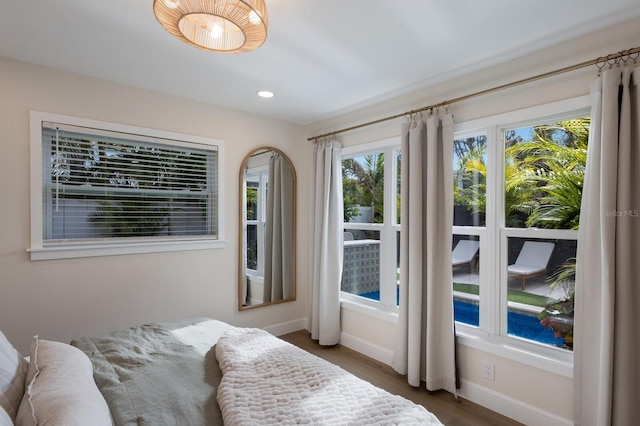 bedroom featuring dark hardwood / wood-style floors