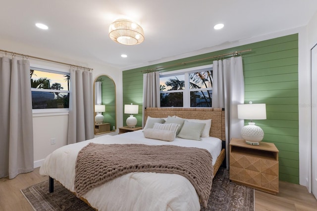 bedroom with light wood-type flooring