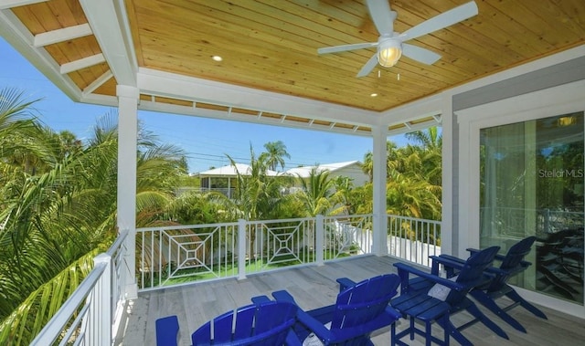 deck featuring ceiling fan