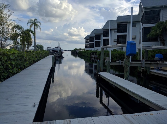 view of dock featuring a water view