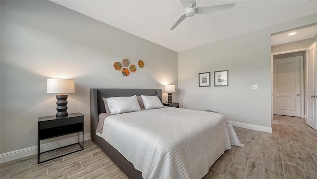 bedroom featuring ceiling fan