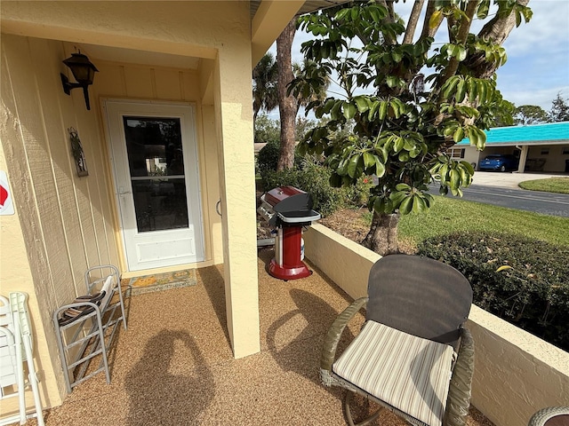 view of patio featuring area for grilling