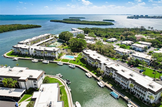 bird's eye view featuring a water view