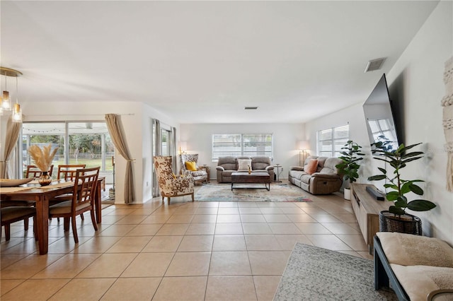 view of tiled living room