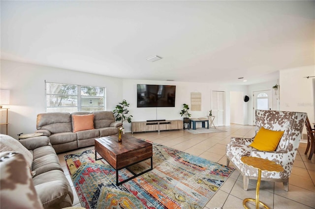 view of tiled living room