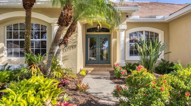 doorway to property with french doors