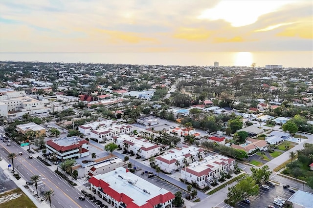 view of aerial view at dusk