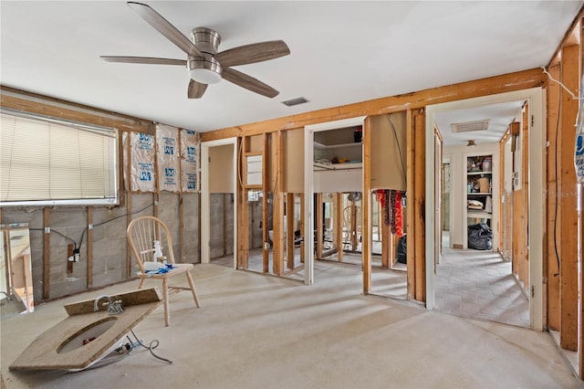 miscellaneous room featuring ceiling fan