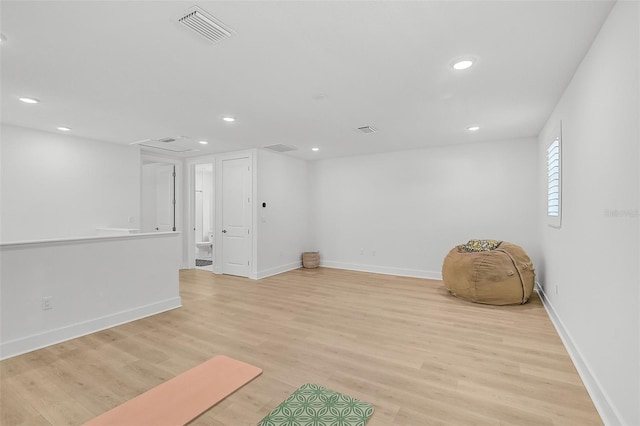 interior space with light hardwood / wood-style floors