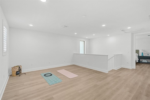 interior space with light hardwood / wood-style floors