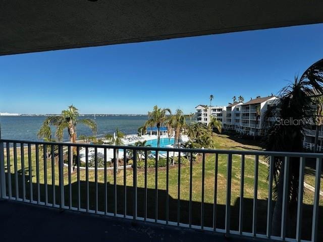 balcony with a water view