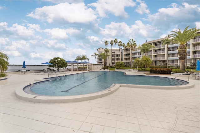 view of pool featuring a patio