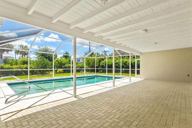 482 Rubens Dr E, Nokomis, FL 34275 - outdoor pool featuring a patio and a lanai