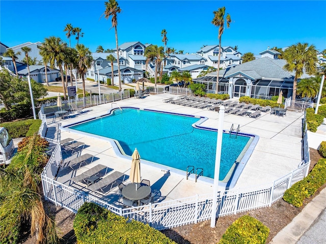 view of pool featuring a patio area