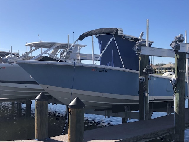 view of dock featuring a water view