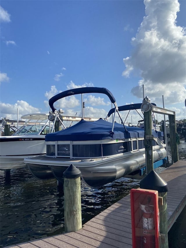 view of dock featuring a water view