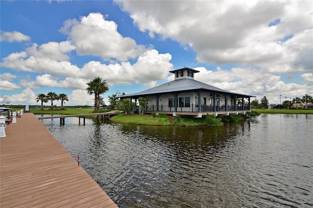 view of dock featuring a water view