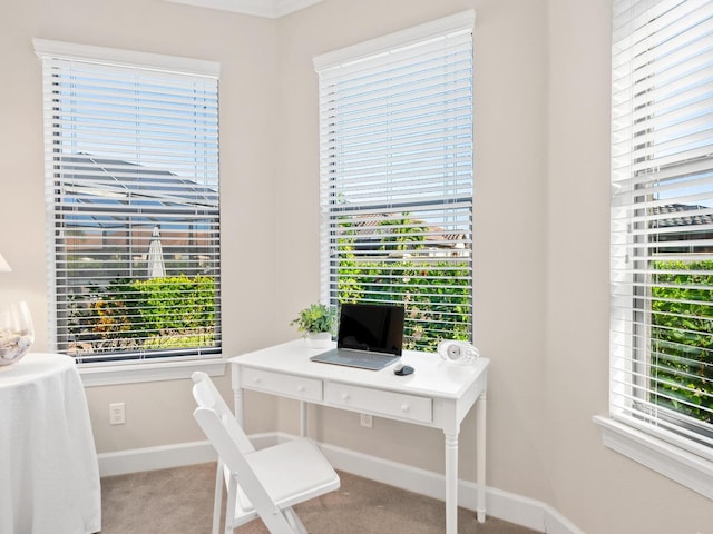 view of carpeted office